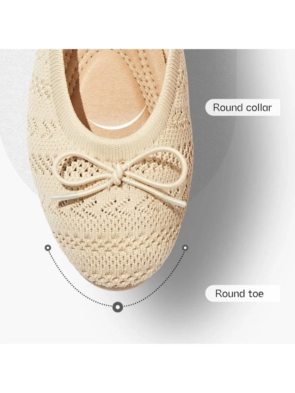 Women's Apricot Crochet Lace Round Toe Solid Comfortable Low Heel Ballet Flats